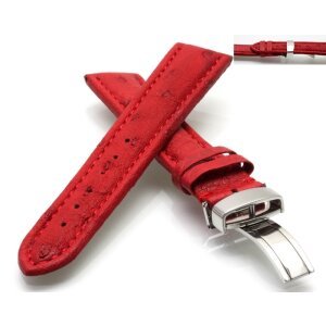 Echt Strauß Uhrenband Modell Liberty-FS rot 18 mm Faltschließe