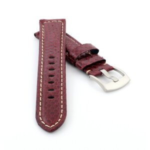 Echt Python-Schlange Uhrenarmband Modell Python-Chrono bordeaux-rot 24 mm