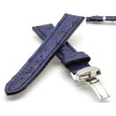 Echt Strau&szlig; Uhrenband Modell Liberty-FS blau 18 mm Faltschlie&szlig;e