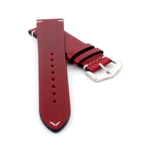 Premium Wachs-Leder Uhrenarmband Modell Petros rot 18 mm