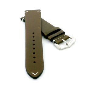 Premium Wachs-Leder Uhrenarmband Modell Petros khaki braun-grün 24 mm