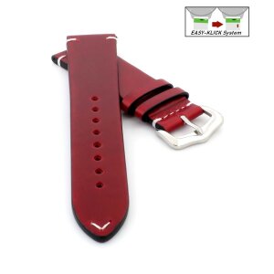 Easy-Klick Premium Wachs-Leder Uhrenarmband Modell Petros rot 20 mm