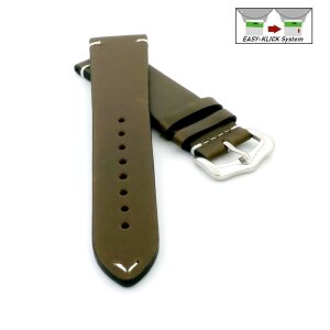 Easy-Klick Premium Wachs-Leder Uhrenarmband Modell Petros khaki braun-grün 22 mm
