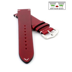 Easy-Klick Premium Wachs-Leder Uhrenarmband Modell Petros rot 24 mm