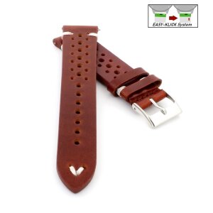 Vintage-Racing Easy-Klick Sattelleder Uhrenarmband Modell Rosso mahagoni-WN 20 mm