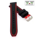 Easy-Klick Premium Silikon Uhrenarmband Modell Yachting schwarz-rot 20 mm