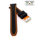 Easy-Klick Premium Silikon Uhrenarmband Modell Yachting schwarz-orange 20 mm