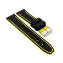 Easy-Klick Premium Silikon Uhrenarmband Modell Yachting schwarz-gelb 22 mm