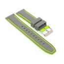 Easy-Klick Premium Silikon Uhrenarmband Modell Yachting grau-grün 22 mm