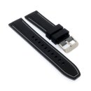 Easy-Klick Premium Silikon Uhrenarmband Modell Yachting schwarz-grau 24 mm