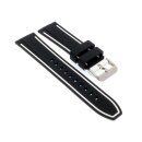 Easy-Klick Premium Silikon Uhrenarmband Modell Yachting schwarz-weiß 26 mm
