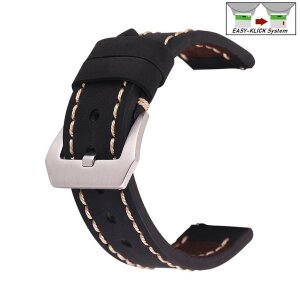 Easy-Klick Rindleder Uhrenarmband Modell Budapest schwarz 24 mm