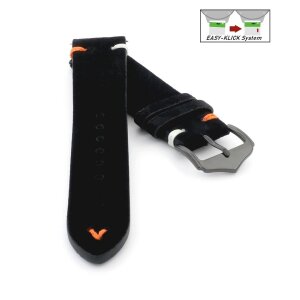 Easy-Klick Veloursleder Uhrenarmband Modell Diskus schwarz/mehrfarbig 20 mm