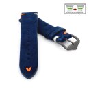 Easy-Klick Veloursleder Uhrenarmband Modell Diskus dunkel-blau/mehrfarbig 22 mm