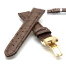 Echt Strau&szlig; Uhrenband Modell Liberty-FS mocca 18 mm Faltschlie&szlig;e