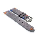 Easy-Klick Veloursleder Uhrenarmband Modell Diskus grau/mehrfarbig 20 mm