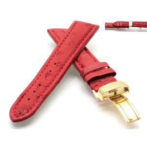 Echt Strauß Uhrenband Modell Liberty-FS rot 18 mm Faltschließe