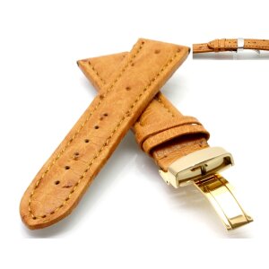Echt Strauß Uhrenband Modell Liberty-FS cognac 20 mm Faltschließe