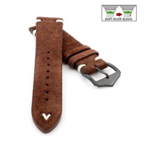 Easy-Klick Veloursleder Uhrenarmband Modell Diskus mocca-WN 22 mm