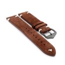 Easy-Klick Veloursleder Uhrenarmband Modell Diskus mocca-WN 22 mm