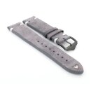 Easy-Klick Veloursleder Uhrenarmband Modell Diskus grau-WN 22 mm