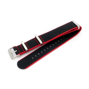 GEO-Straps Nato Nylon Uhrenarmband Modell Beat-S schwarz-rot 22 mm