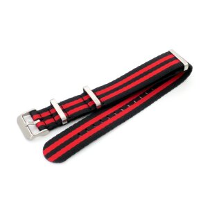 GEO-Straps Nato Nylon Uhrenarmband Modell Beat-S schwarz-rot-schwarz 22 mm