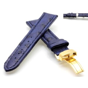 Echt Strauß Uhrenband Modell Liberty-FS blau 22 mm Faltschließe