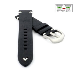 Easy-Klick Premium Rindleder Uhrenarmband Modell Galaxy schwarz 22 mm