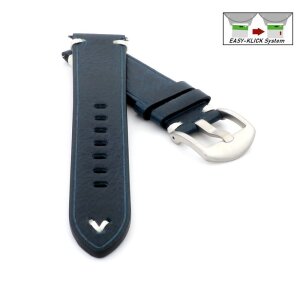 Easy-Klick Premium Rindleder Uhrenarmband Modell Galaxy blau 22 mm