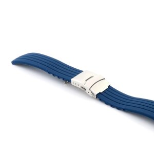 Silikon Uhrenarmband Modell Kreta denim-blau 18 mm, Faltschließe