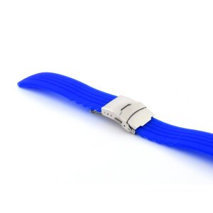 Silikon Uhrenarmband Modell Kreta königs-blau 20 mm, Faltschließe