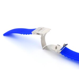 Silikon Uhrenarmband Modell Kreta königs-blau 20 mm, Faltschließe