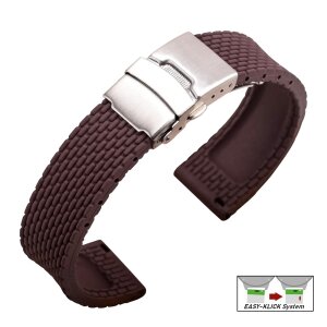 Easy-Klick Silikon Uhrenarmband Modell Mykonos mocca-braun 20 mm, Faltschließe