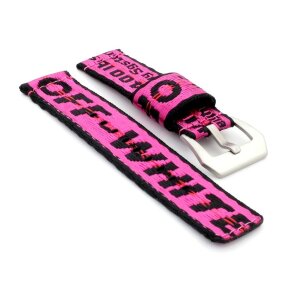 Nylon Textil Uhrenarmband Modell Letter pink-mehrfarbig 22 mm, wasserfest