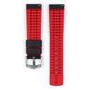 Hirsch Hybrid Silikon-Leder Uhrenarmband Modell Robby schwarz-rot 20 mm