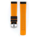 Hirsch Hybrid Silikon-Leder Uhrenarmband Modell Robby schwarz-orange 20 mm