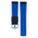 Hirsch Hybrid Silikon-Leder Uhrenarmband Modell Robby schwarz-blau 20 mm