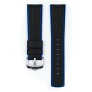 Hirsch Hybrid Silikon-Leder Uhrenarmband Modell Robby schwarz-blau 20 mm