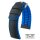 Hirsch Hybrid Silikon-Leder Uhrenarmband Modell Robby schwarz-blau 20 mm