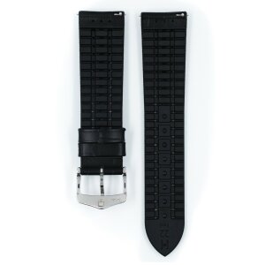 Hirsch Hybrid Alligator Silikon-Leder Uhrenarmband Modell Paul schwarz 18 mm