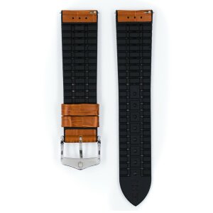 Hirsch Hybrid Alligator Silikon-Leder Uhrenarmband Modell Paul cognac 18 mm