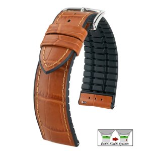 Hirsch Hybrid Alligator Silikon-Leder Uhrenarmband Modell Paul cognac 20 mm