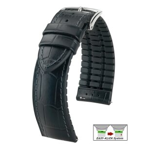 Hirsch Hybrid Alligator Silikon-Leder Uhrenarmband Modell Paul schwarz 24 mm