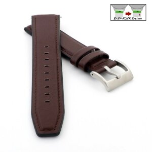 Easy-Klick Hybrid Silikon-Leder Uhrenarmband Modell Prag mocca 22 mm