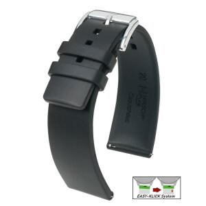 Hirsch Premium Kautschuk Uhrenarmband Modell Pure-M schwarz 18 mm