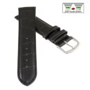 Feines Easy-Klick Alligator Leder Uhrenarmband Modell Lausanne-NL schwarz-TiT 15 mm