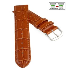 Feines Easy-Klick Alligator Leder Uhrenarmband Modell Lausanne-NL cognac-TiT 16 mm