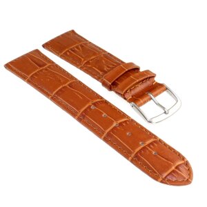 Feines Easy-Klick Alligator Leder Uhrenarmband Modell Lausanne-NL cognac-TiT 17 mm