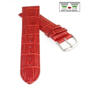 Feines Easy-Klick Alligator Leder Uhrenarmband Modell Lausanne-NL rot-TiT 21 mm